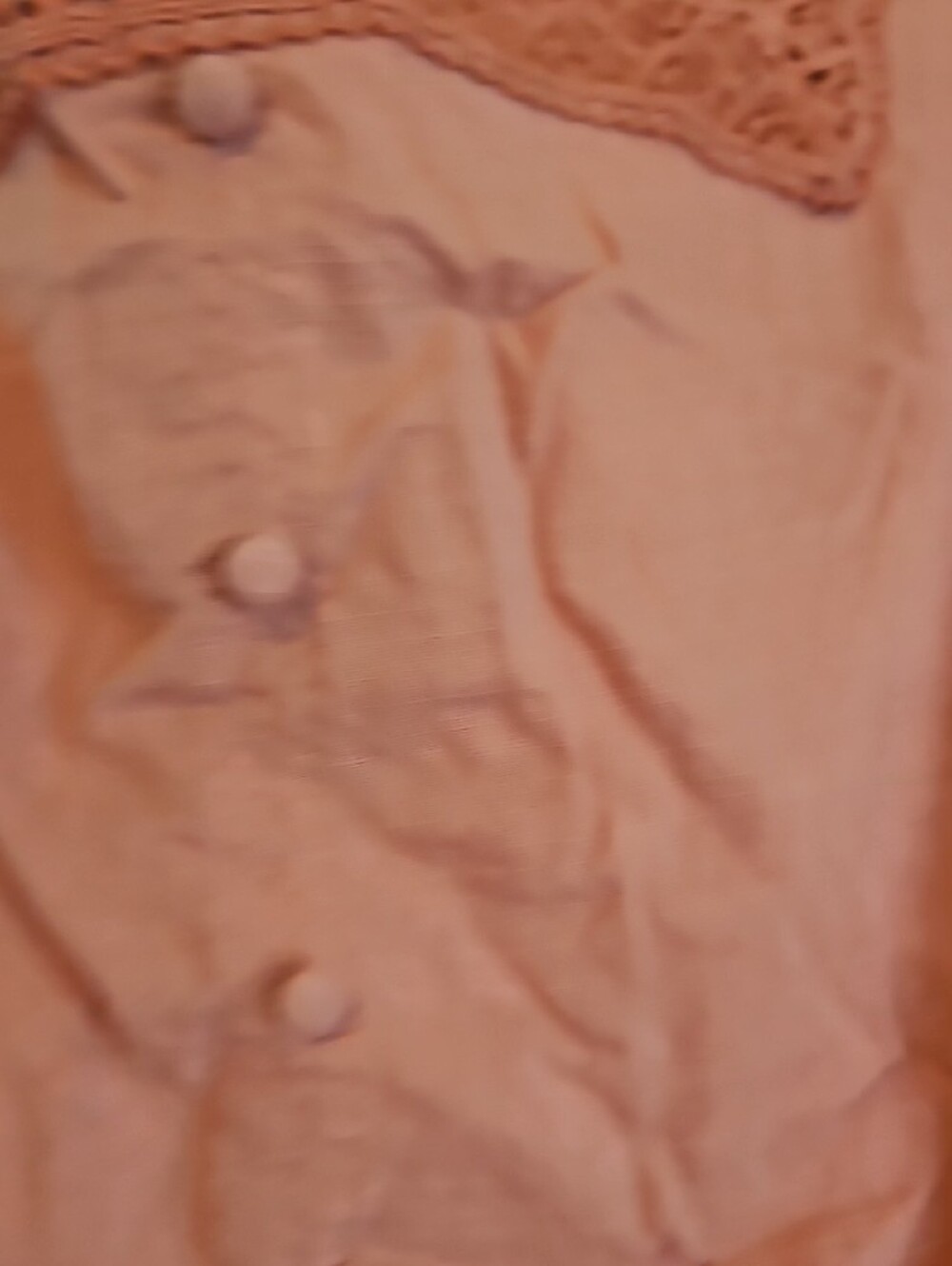 Woven Lace-Trim Button Front Blouse in Peach - Picture 4 of 6